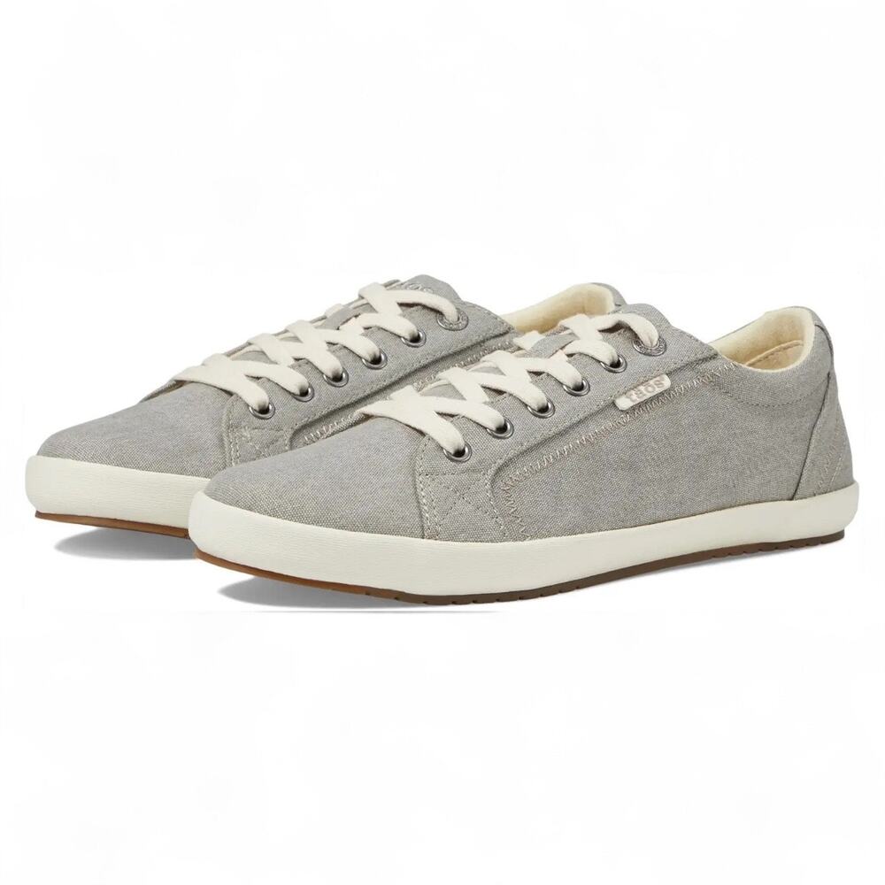 Taos Women's Light Gray Canvas Star Lace Up Comfort Sneakers Arch Support Size 7